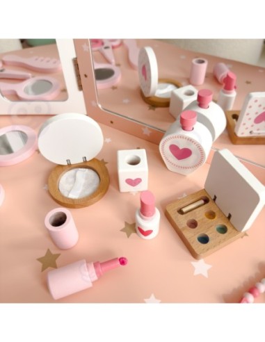 WOOPIE GREEN Drewniana Toaletka z Lustrem i Akcesoriami