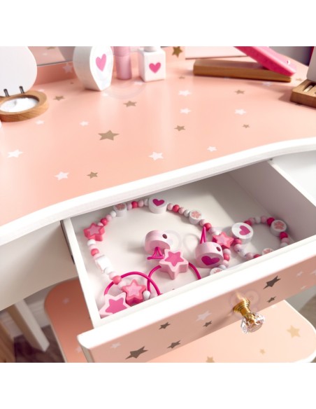 WOOPIE GREEN Drewniana Toaletka z Lustrem i Akcesoriami