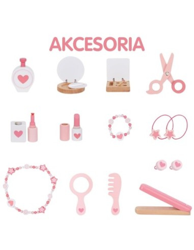 WOOPIE GREEN Drewniana Toaletka z Lustrem i Akcesoriami