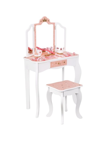 WOOPIE GREEN Drewniana Toaletka z Lustrem i Akcesoriami