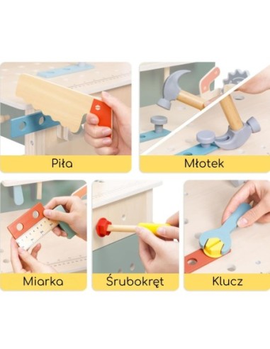 WOOPIE GREEN Drewniany Warsztat STEM Zestaw z Narzędziami