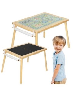 WOOPIE GREEN Wooden 4-in-1 Activity Table Chalkboard Containers City Map Drawing Paper