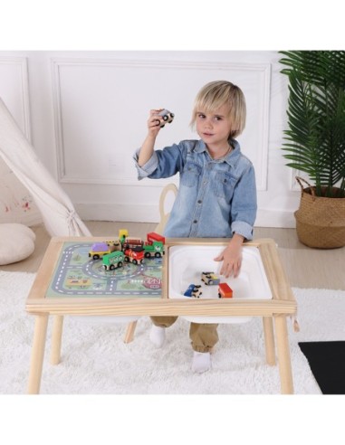 WOOPIE GREEN Drewniany Stolik Aktywności Talica Kredowa Pojemniki