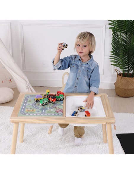 WOOPIE GREEN Drewniany Stolik Aktywności Talica Kredowa Pojemniki