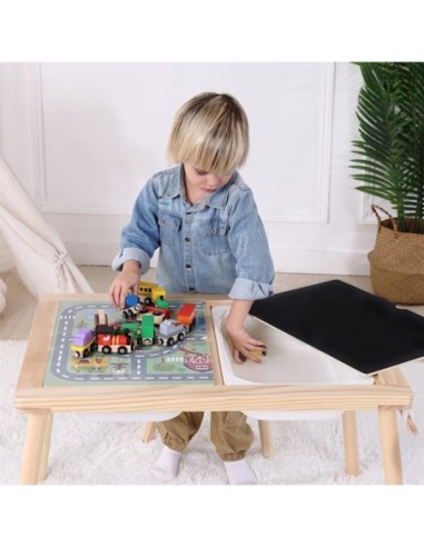 WOOPIE GREEN Drewniany Stolik Aktywności Talica Kredowa Pojemniki