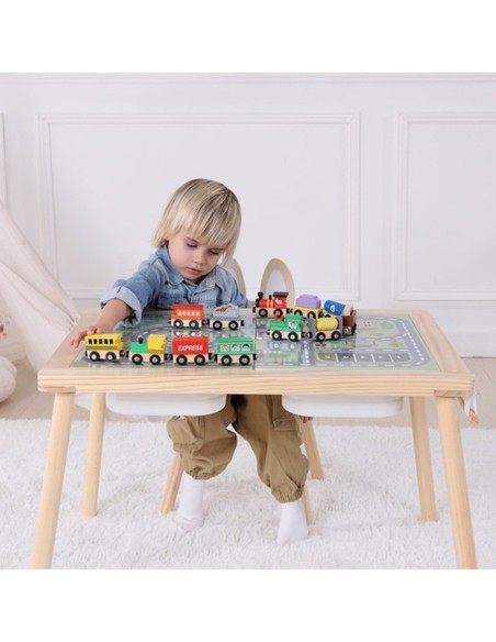 WOOPIE GREEN Drewniany Stolik Aktywności Talica Kredowa Pojemniki