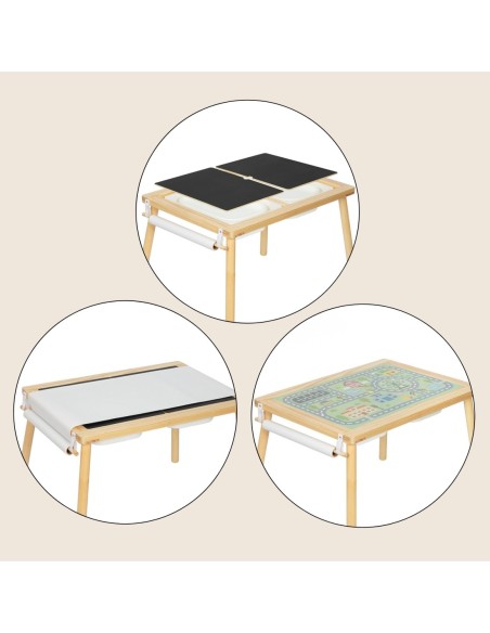 WOOPIE GREEN Drewniany Stolik Aktywności Talica Kredowa Pojemniki