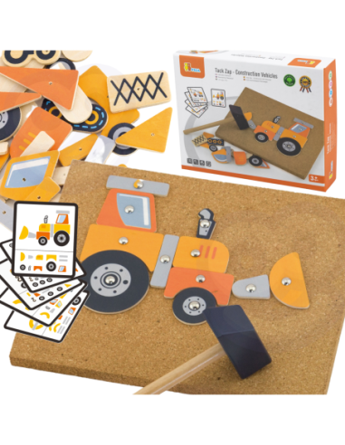 Drewniana Przybijanka Pojazdy budowlane 45 elementów Viga Toys