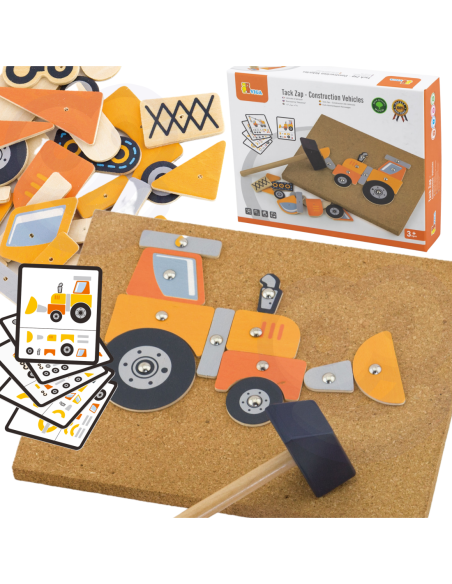 Drewniana Przybijanka Pojazdy budowlane 45 elementów Viga Toys