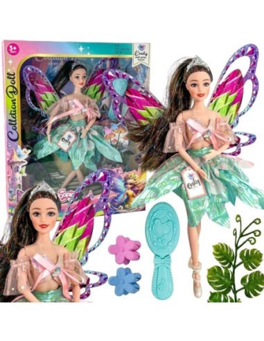 WOOPIE ROYAL Lalka Emi Wróżka z Kolorowymi Skrzydłami i Szczotką do Włosów