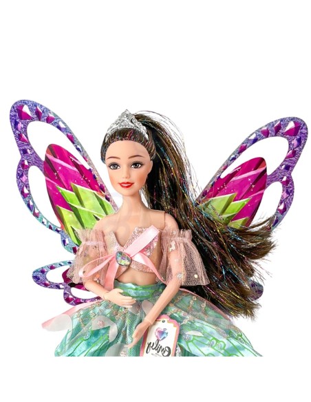 WOOPIE ROYAL Lalka Emi Wróżka z Kolorowymi Skrzydłami i Szczotką do Włosów