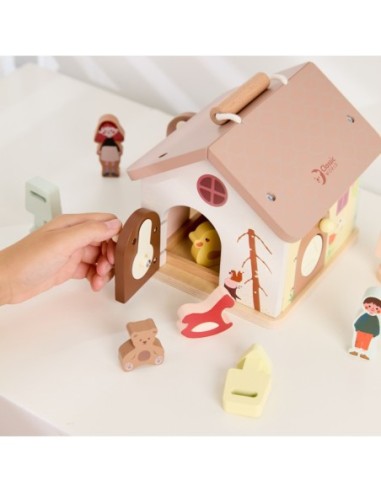 CLASSIC WORLD Drewniany Domek Sensoryczny Edukacyjny z Zamkami Kłódkami 11el.