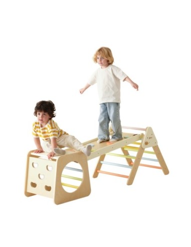 CLASSIC WORLD Drewniany Zestaw Wspinaczkowy Trójkąt Montessori 5w1 - Plac Zabaw Siłownia Indoor dla Dzieci