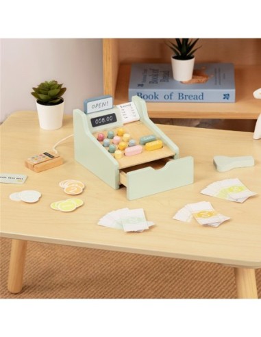 WOOPIE GREEN Drewniana Kasa Sklepowa Edukacyjna z Akcesoriami 23 el. FSC