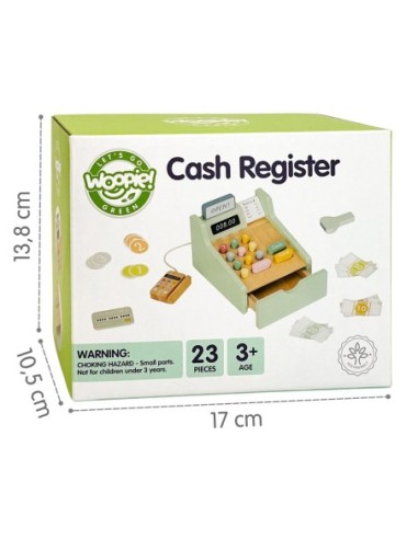 WOOPIE GREEN Drewniana Kasa Sklepowa Edukacyjna z Akcesoriami 23 el. FSC