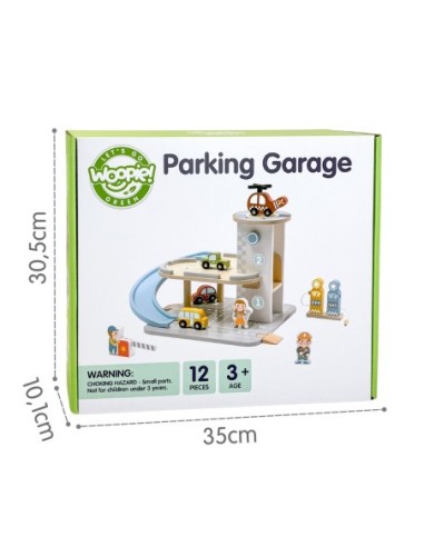 WOOPIE GREEN Drewniany Parking Piętrowy z Autkami i Figurkami
