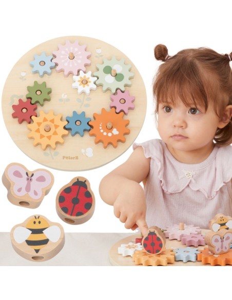 VIGA PolarB Drewniane Kolorowe Koła Zębate Montessori