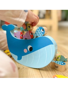 TOOKY TOY Wooden Game Whale and Fish 4 in 1 - Fun for Children 2