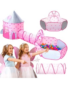 WOOPIE 3-in-1 Princess Palace XXL Tent with Tunnels and Pool
