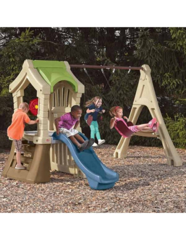 Step 2 Wieża z Huśtawkami Plac Zabaw zjeżdżalnia