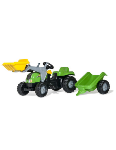 Rolly Toys Traktor Kid zielony z łyżką i przyczepą