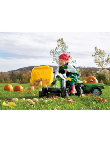 Rolly Toys Traktor Kid zielony z łyżką i przyczepą