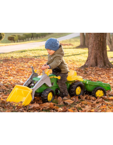 Rolly Toys Kid Traktor na pedały John Deere z łyżką i przyczepą