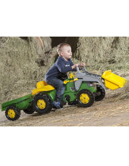 Rolly Toys Kid Traktor na pedały John Deere z łyżką i przyczepą