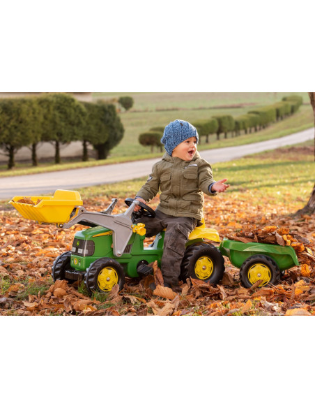 Rolly Toys Kid Traktor na pedały John Deere z łyżką i przyczepą