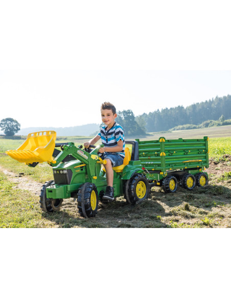 Rolly Toys Duży traktor na pedały John Deere Łyżka gumowe nakładki na koła