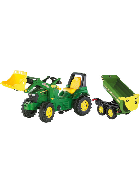Rolly Toys Duży traktor na pedały John Deere Łyżka gumowe nakładki na koła
