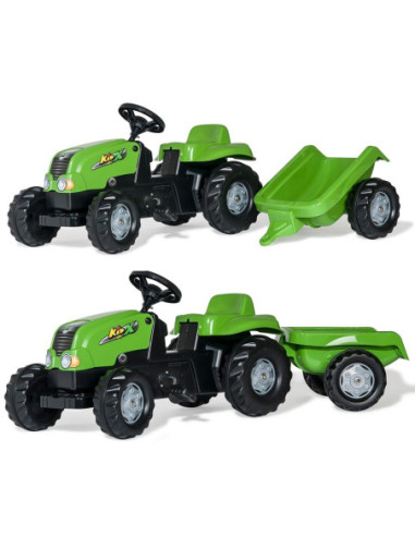 Rolly Toys Traktor na pedały Kid zielony z przyczepą