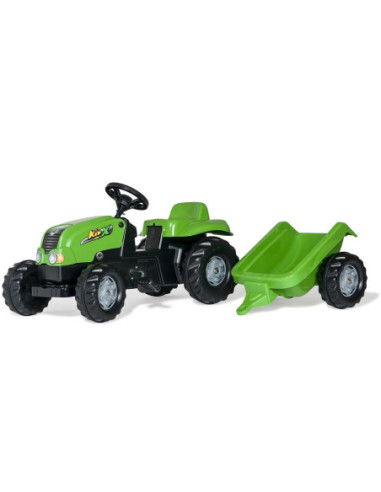 Rolly Toys Traktor na pedały Kid zielony z przyczepą