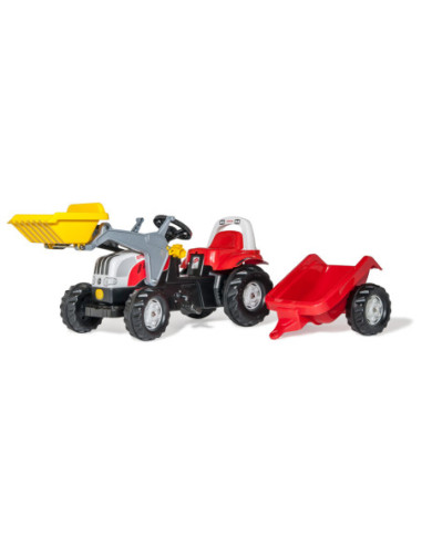 Rolly Toys Traktor na pedały STEYR czerwony z łyżką i przyczepą