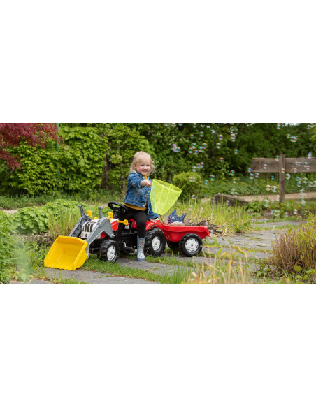 Rolly Toys Traktor na pedały STEYR czerwony z łyżką i przyczepą