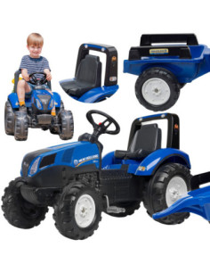 FALK Duży Traktor z przyczepką New Holland