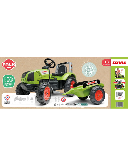 FALK DUŻY Traktor na Pedały CLAAS Przyczepa
