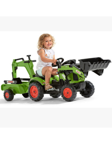 FALK Traktor CLAAS Arion zielony zestaw z przyczepą ŁYŻKA + Ładowarka