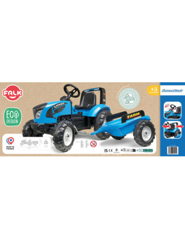 FALK Traktor Landini na pedały z przyczepą Niebieski
