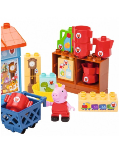 BIG Klocki Świnka Peppa Sklepik Pana Lisa + FIGURKA
