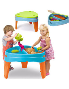 FEBER Water Table with Cover 4 in 1 Sandbox Desk Picnic Table Ships Boat Mold 5 Accessories