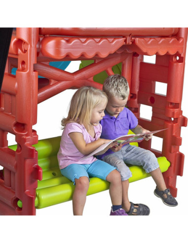 FEBER Plac zabaw ze zjeżdżalnią i stolikiem Wood House