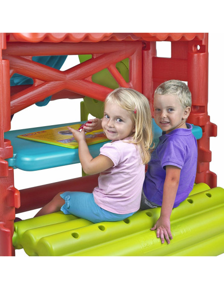 FEBER Plac zabaw ze zjeżdżalnią i stolikiem Wood House