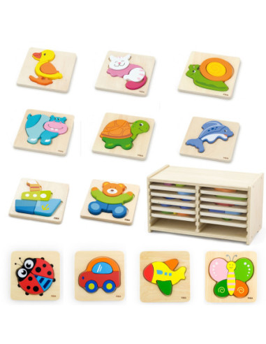 Viga Toys  Puzzle drewniane 12 plansz