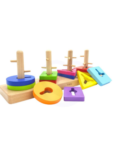 Drewniane klocki Viga Toys z sorterem kształtów