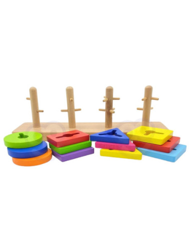 Drewniane klocki Viga Toys z sorterem kształtów