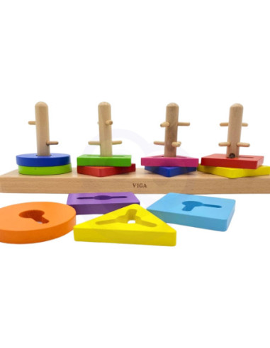 Drewniane klocki Viga Toys z sorterem kształtów