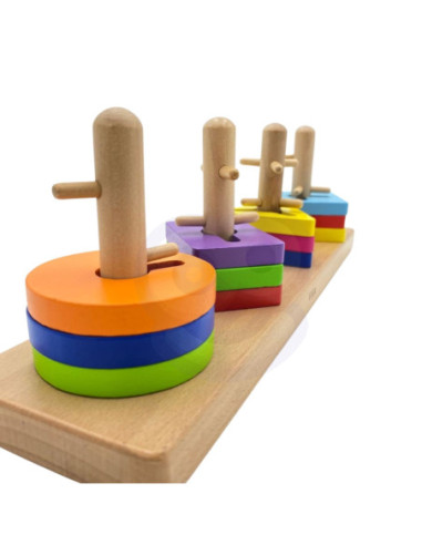 Drewniane klocki Viga Toys z sorterem kształtów