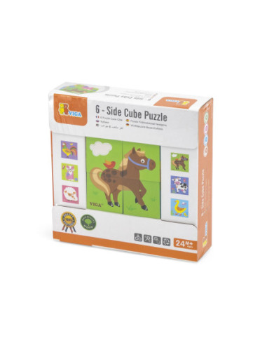 Drewniana układanka Farma Puzzle Viga Toys 4 klocki