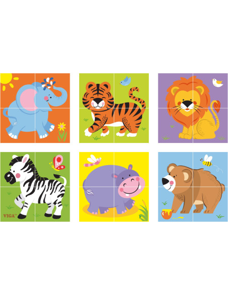 Viga Drewniana układanka Zoo Puzzle  4 klocki